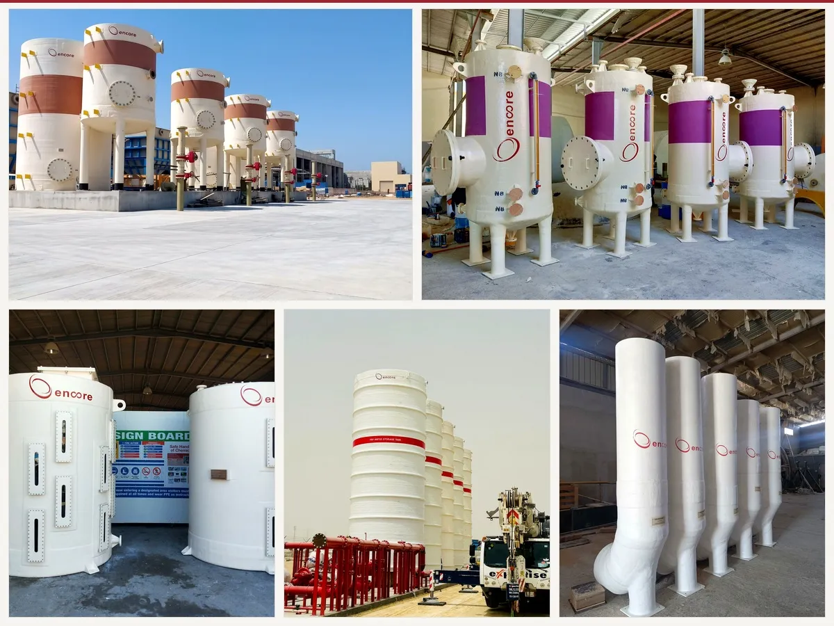 FRP storage tanks manufactured by Encore Arabia in Saudi Arabia