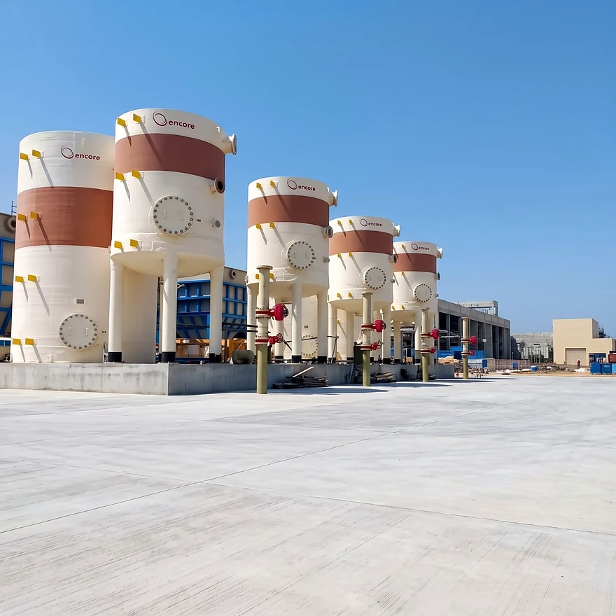 FRP vertical storage tank with ladder and platform