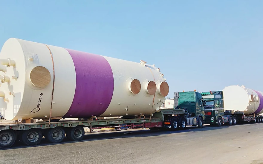 FRP chemical storage tank for hazardous materials